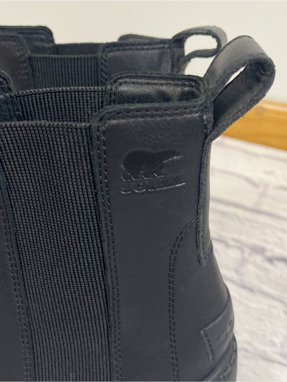 Sorel Joan Now Chelsea II Black Waterproof Leather Lug Boots Women’s 9 - Picture 3 of 8